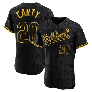 Men's Authentic Black Rico Carty Oakland Athletics Snake Skin City Jersey