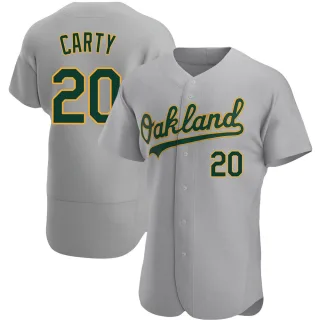 Men's Authentic Gray Rico Carty Oakland Athletics Road Jersey