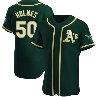 Men's Authentic Green Grant Holmes Oakland Athletics Alternate Jersey