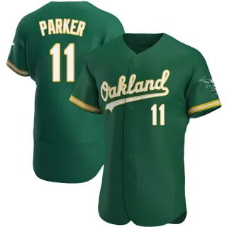 Men's Authentic Green Jarrod Parker Oakland Athletics Kelly Alternate Jersey