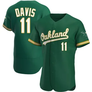 Men's Authentic Green Khris Davis Oakland Athletics Kelly Alternate Jersey