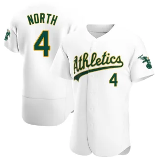 Men's Authentic White Billy North Oakland Athletics Home Jersey