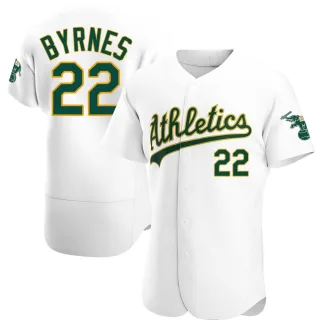 Men's Authentic White Eric Byrnes Oakland Athletics Home Jersey