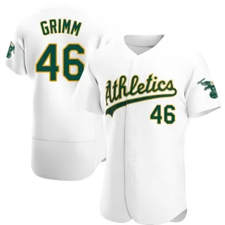 Men's Authentic White Justin Grimm Oakland Athletics Home Jersey