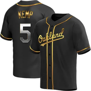 Men's Replica Black Golden Tony Kemp Oakland Athletics Alternate Jersey