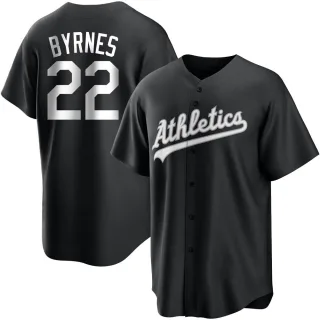 Men's Replica Black/White Eric Byrnes Oakland Athletics Jersey