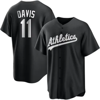Men's Replica Black/White Khris Davis Oakland Athletics Jersey