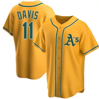 Men's Replica Gold Khris Davis Oakland Athletics Alternate Jersey