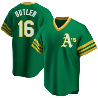 Men's Replica Green Billy Butler Oakland Athletics R Kelly Road Cooperstown Collection Jersey