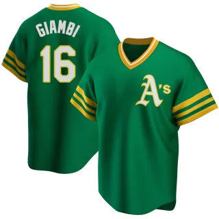 Men's Replica Green Jason Giambi Oakland Athletics R Kelly Road Cooperstown Collection Jersey