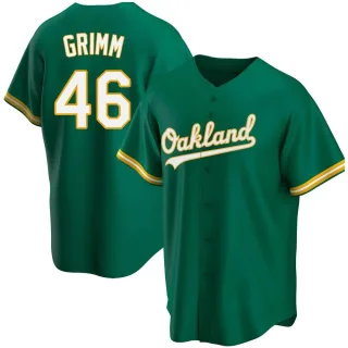 Men's Replica Green Justin Grimm Oakland Athletics Kelly Alternate Jersey