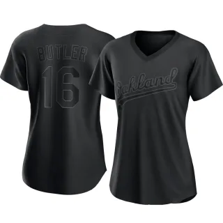 Women's Authentic Black Billy Butler Oakland Athletics Pitch Fashion Jersey