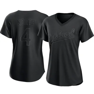 Women's Authentic Black Billy North Oakland Athletics Pitch Fashion Jersey