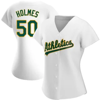 Women's Authentic White Grant Holmes Oakland Athletics Home Jersey
