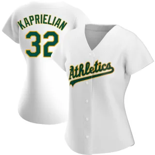 Women's Authentic White James Kaprielian Oakland Athletics Home Jersey