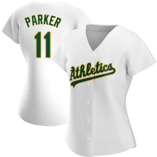 Women's Authentic White Jarrod Parker Oakland Athletics Home Jersey