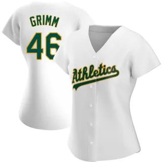 Women's Authentic White Justin Grimm Oakland Athletics Home Jersey