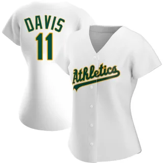 Women's Authentic White Khris Davis Oakland Athletics Home Jersey