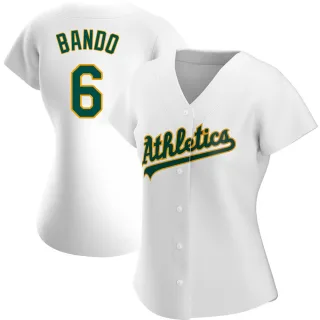 Women's Authentic White Sal Bando Oakland Athletics Home Jersey
