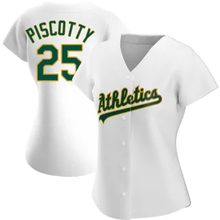 Women's Authentic White Stephen Piscotty Oakland Athletics Home Jersey