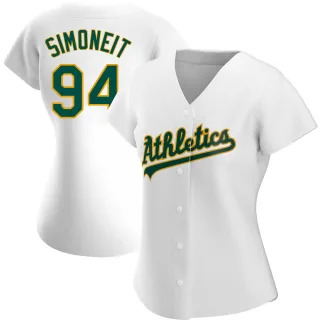 Women's Authentic White William Simoneit Oakland Athletics Home Jersey