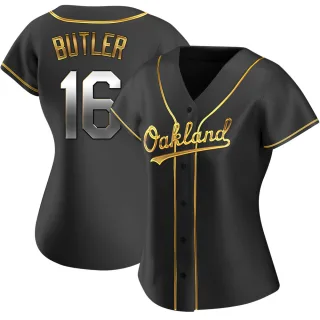Women's Replica Black Golden Billy Butler Oakland Athletics Alternate Jersey