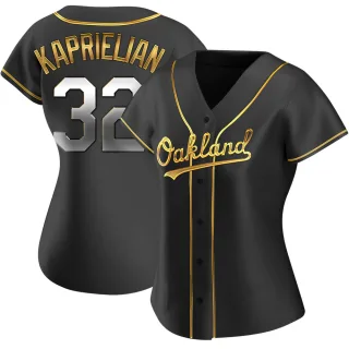 Women's Replica Black Golden James Kaprielian Oakland Athletics Alternate Jersey