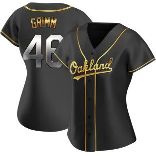 Women's Replica Black Golden Justin Grimm Oakland Athletics Alternate Jersey