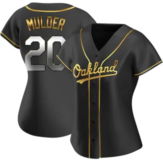 Women's Replica Black Golden Mark Mulder Oakland Athletics Alternate Jersey