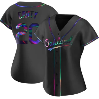 Women's Replica Black Holographic Rico Carty Oakland Athletics Alternate Jersey