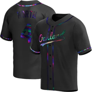 Youth Replica Black Holographic Billy North Oakland Athletics Alternate Jersey
