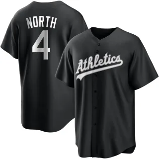 Youth Replica Black/White Billy North Oakland Athletics Jersey
