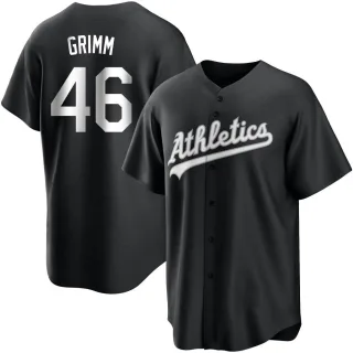 Youth Replica Black/White Justin Grimm Oakland Athletics Jersey