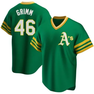 Youth Replica Green Justin Grimm Oakland Athletics R Kelly Road Cooperstown Collection Jersey